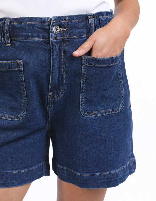 elm - Lennox Denim Shorts Dark Blue