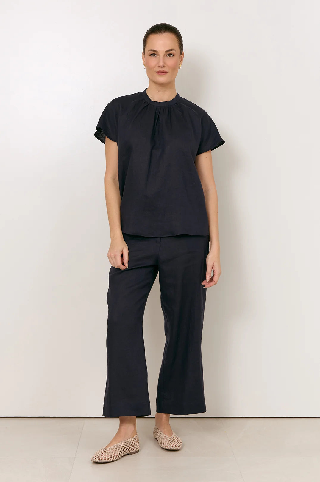 adorne - Alice Dolman Short Sleeve Linen Top