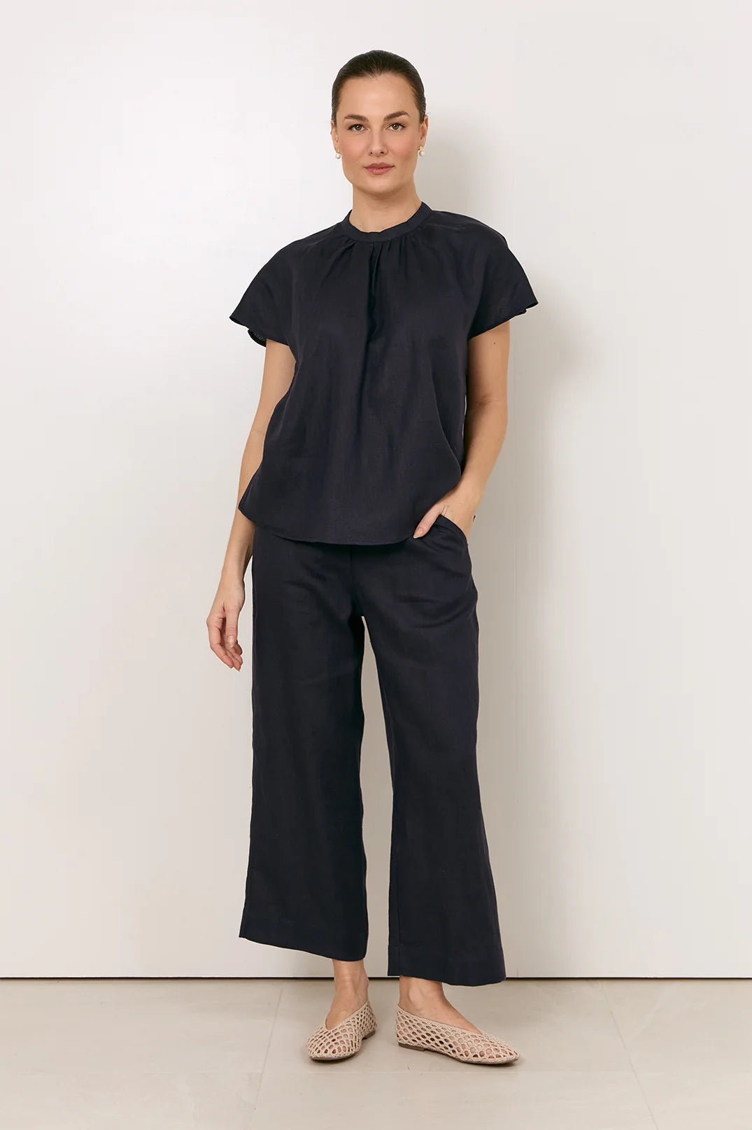 adorne - Alice Dolman Short Sleeve Linen Top