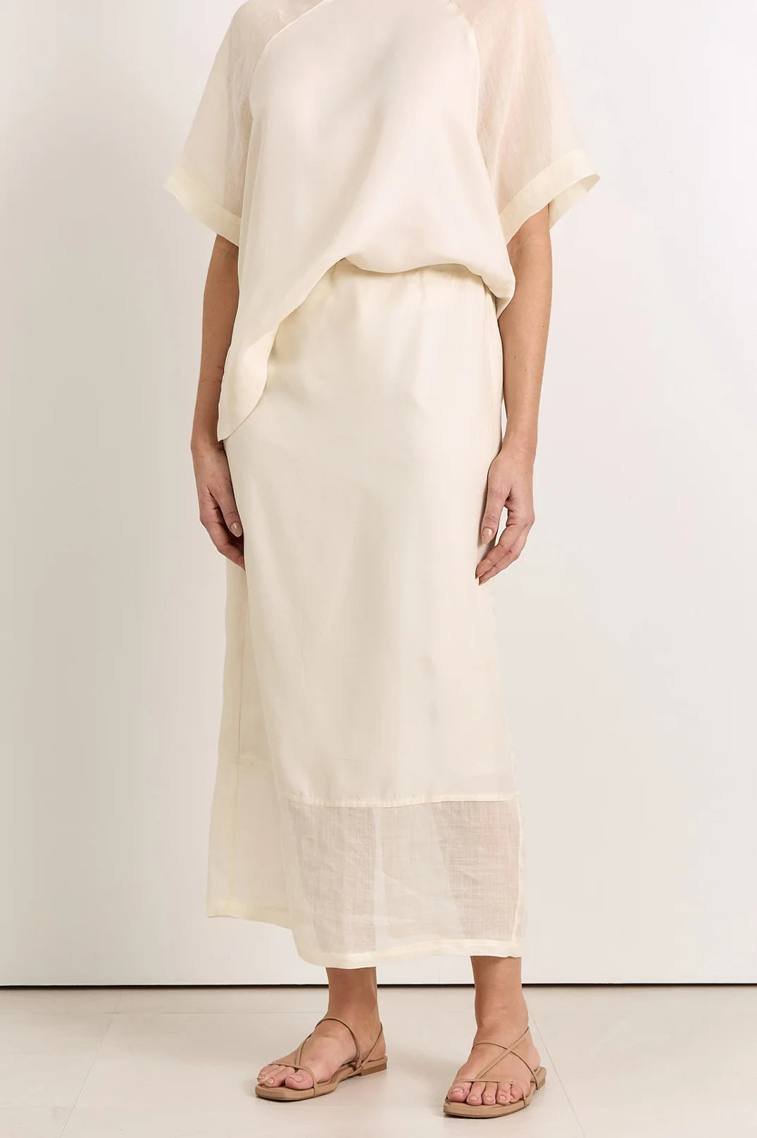 adorne - Reece Straight Midi Skirt Cream