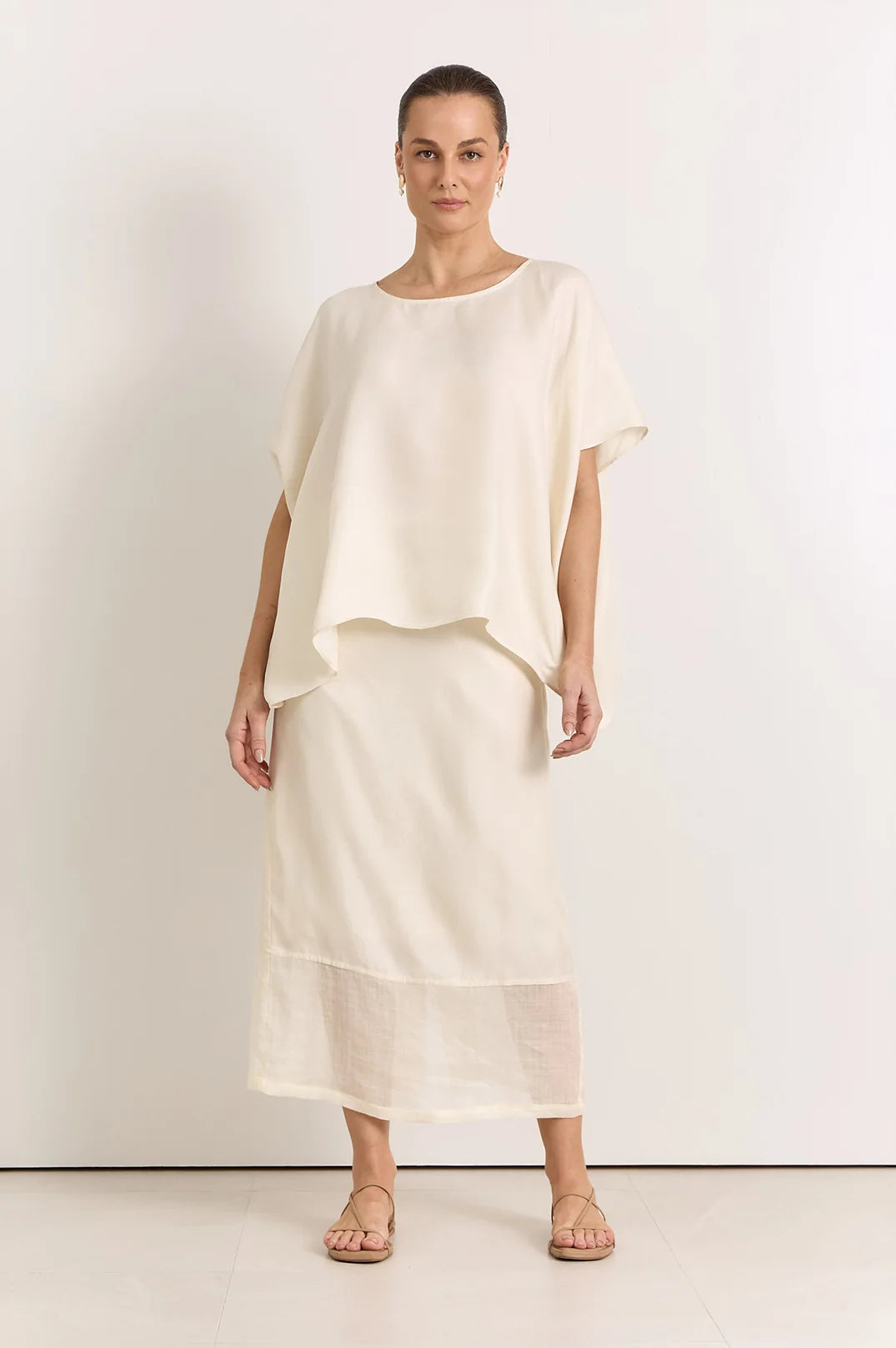 adorne - Reece Straight Midi Skirt Cream
