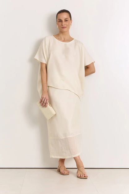 adorne - Reece Straight Midi Skirt Cream
